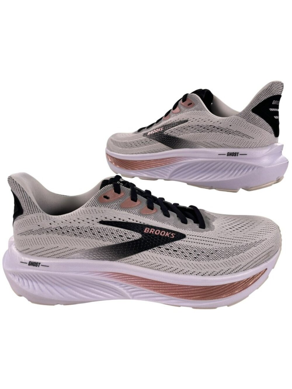 Brooks Ghost 17 Running Shoes Neutral White/Black/Rose Gold Women's Size 9.5 NEW